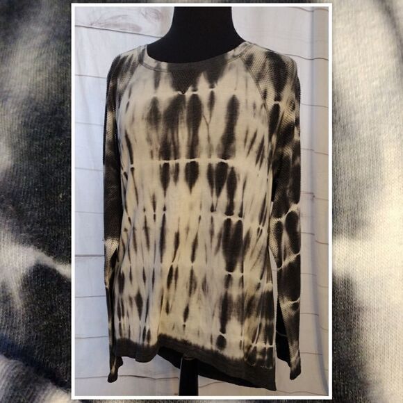 Ruff Hewn Tie Dye Long Sleeve T-Shirt  With Mesh Raglan Sleeve Gray Size XL - Picture 1 of 4